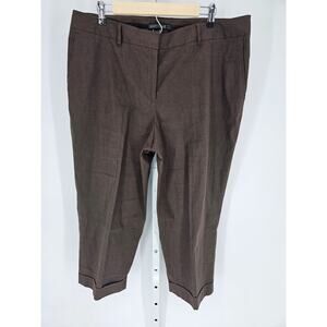 Lafayette 148 New York Brown Cropped Straight-Leg Chino Pants Size 14